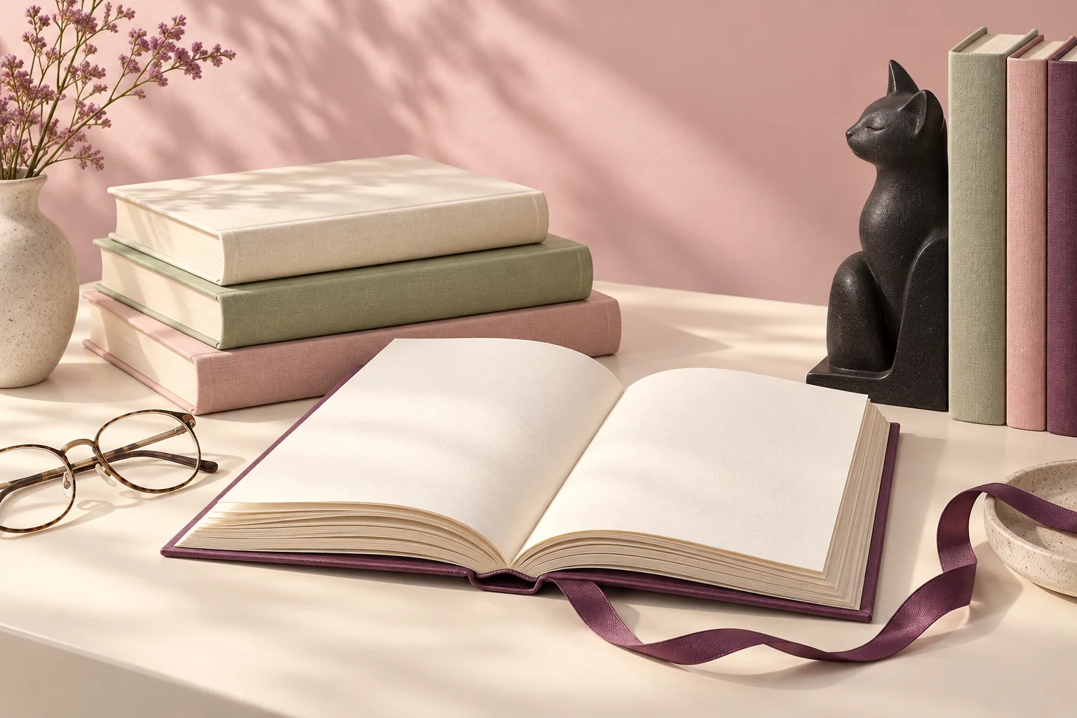 Libros y materiales de lectura sobre una mesa
